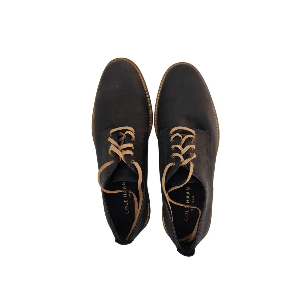 Cole Haan Grand.OS Mens Navy Blue Nubuck Plain Toe Derby Shoes C25105 Size 9.5 M